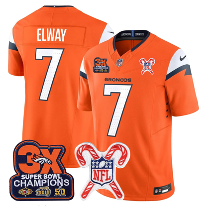 DEN 3-Time Champions & Christmas Patch Vapor Limited Jersey - All Stitched