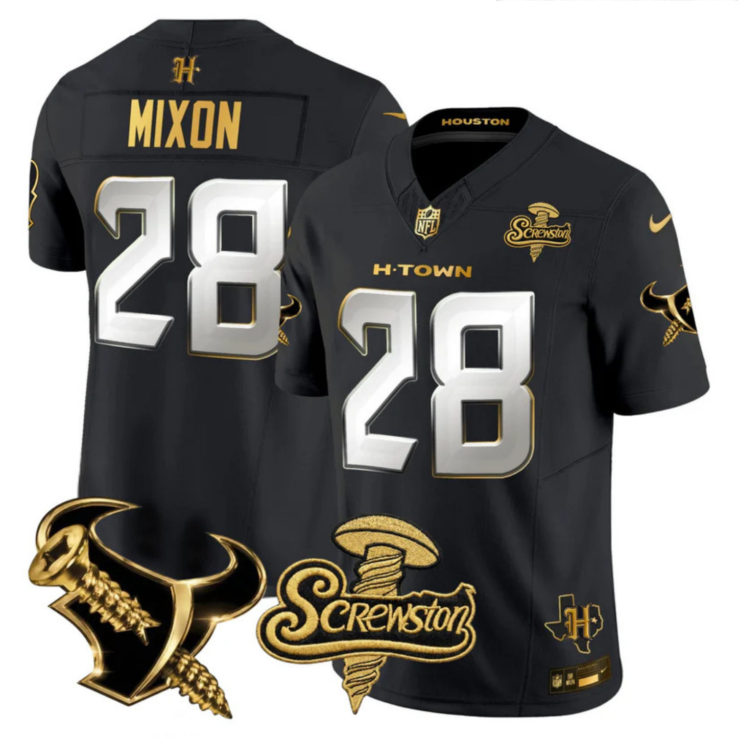 HOU 2026 DJ Screw Vapor Limited Gold Edition Jersey - All Stitched