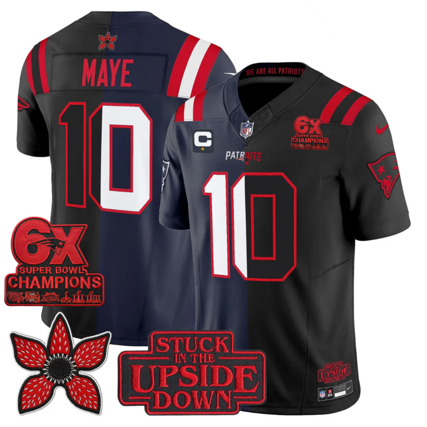 NE 6-Times Champions Patch 'Upside Down Edition' Vapor Limited Jersey - All Stitched