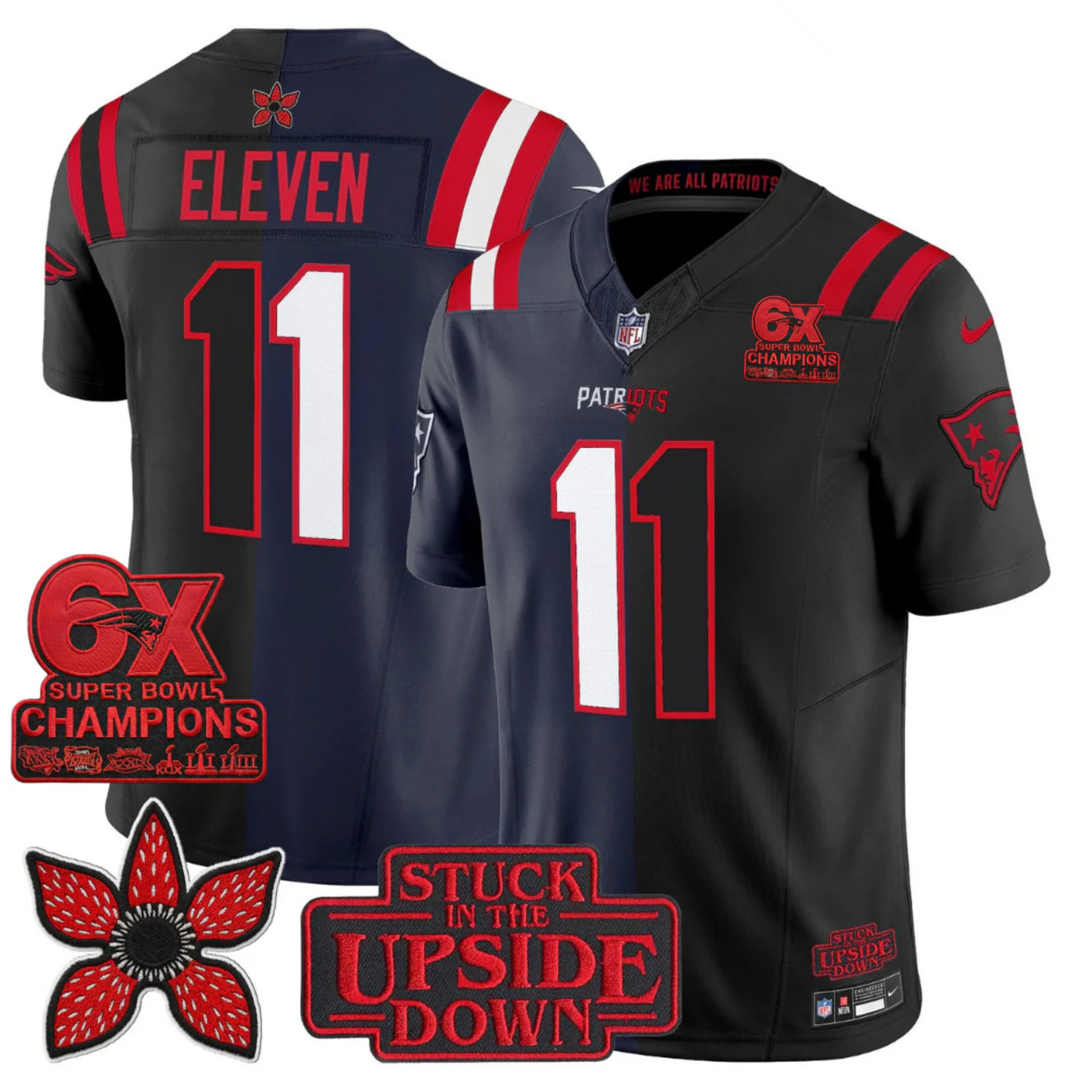NE 6-Times Champions Patch 'Upside Down Edition' Vapor Limited Jersey - All Stitched
