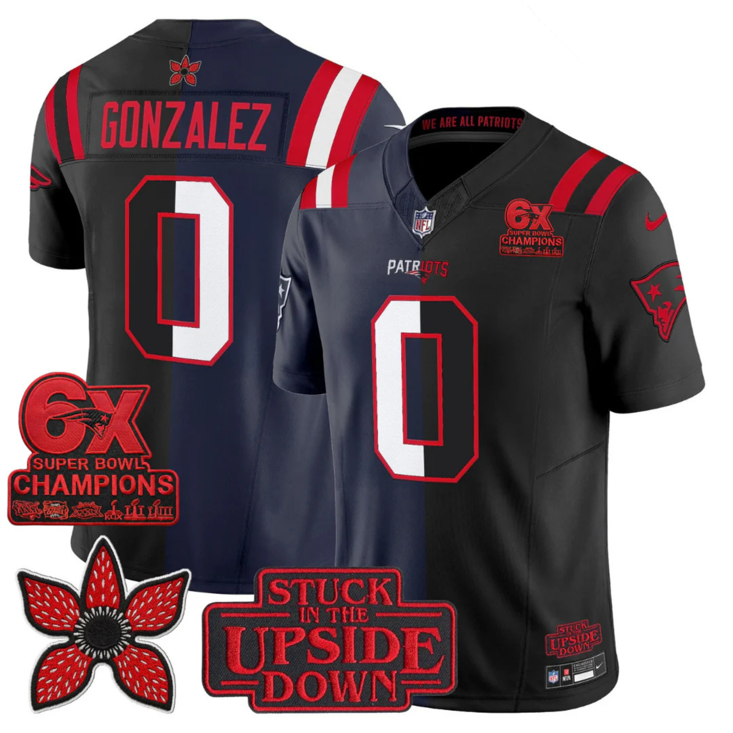 NE 6-Times Champions Patch 'Upside Down Edition' Vapor Limited Jersey - All Stitched