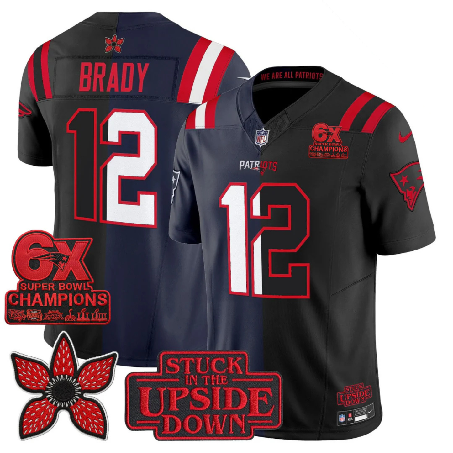 NE 6-Times Champions Patch 'Upside Down Edition' Vapor Limited Jersey - All Stitched
