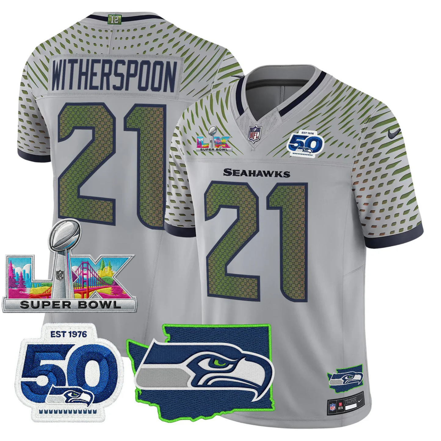 SEA SB LX Game Patch Jersey - All Stitched
