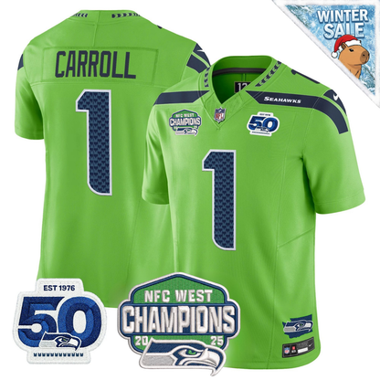 Seattle Seahawks 50th & NFC West Champions Patch Vapor Limited Jersey - Stitched