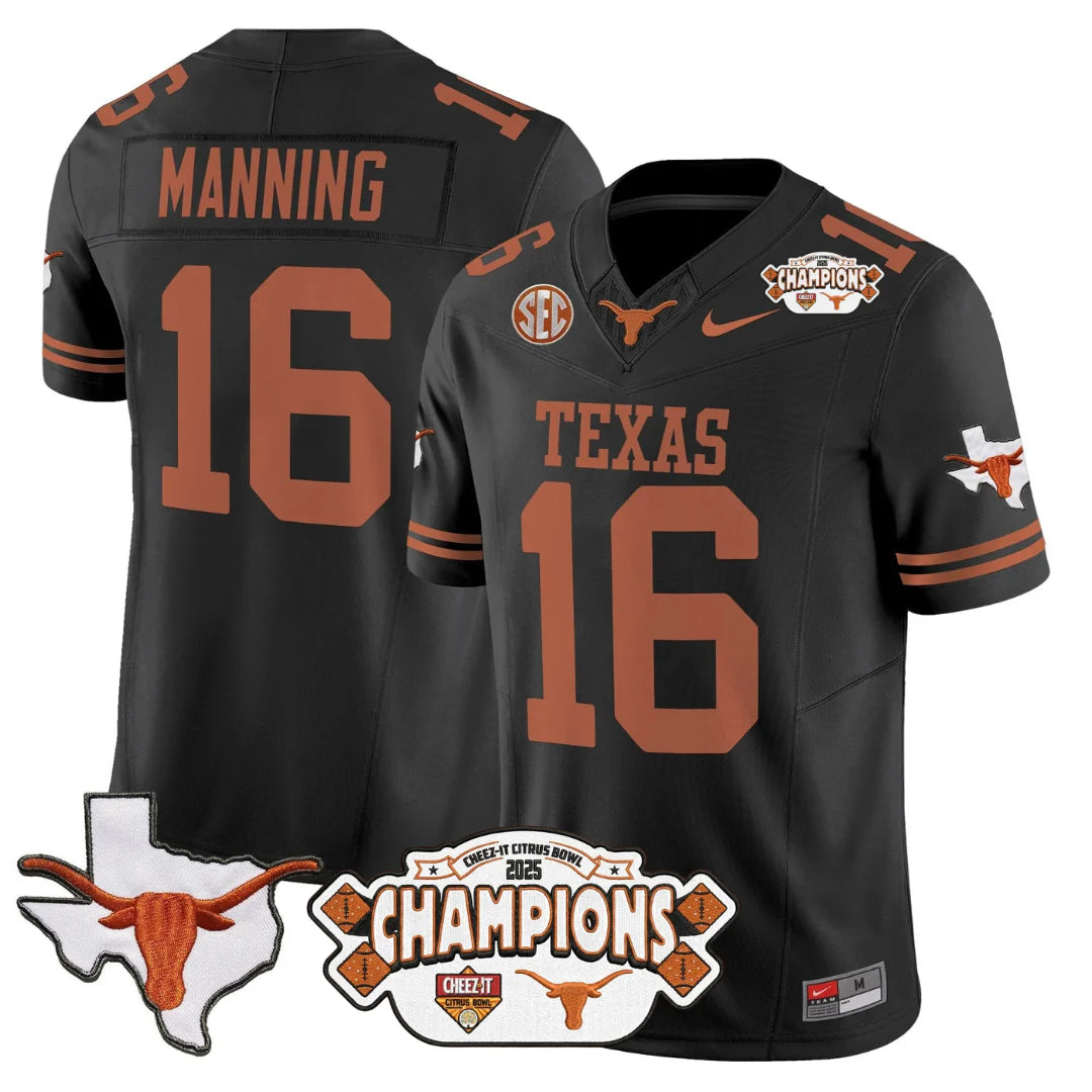 TEX 2025 State Map & Citrus Bowl Champions Patch Vapor Limited Jersey V1 - All Stitched