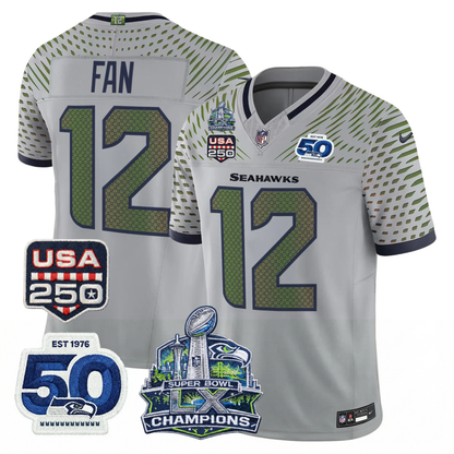 SEA S.Bowl LX Champions Patch Vapor Limited Jersey - All Stitched