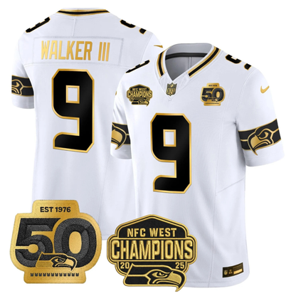 SEA 50th & NFC West Champions Patch Gold Vapor Limited Jersey - All Stitched