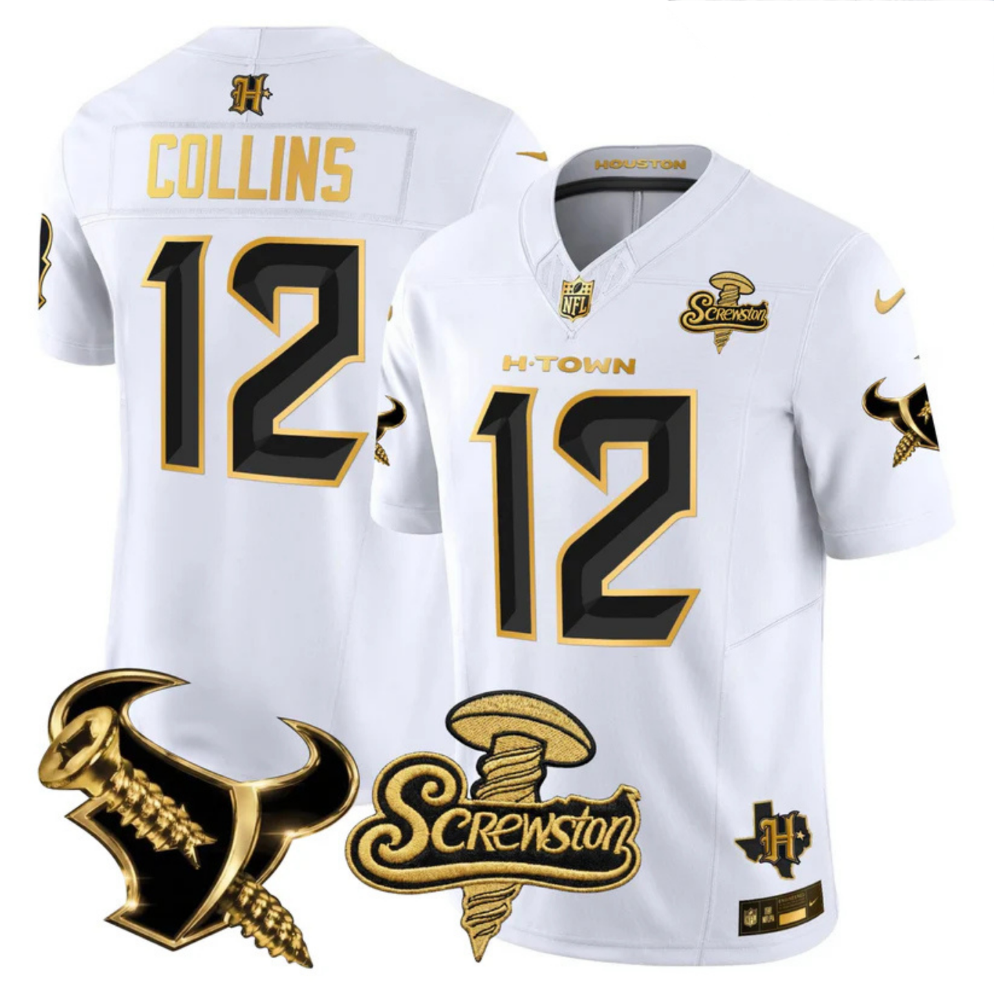 HOU 2026 DJ Screw Vapor Limited Gold Edition Jersey - All Stitched