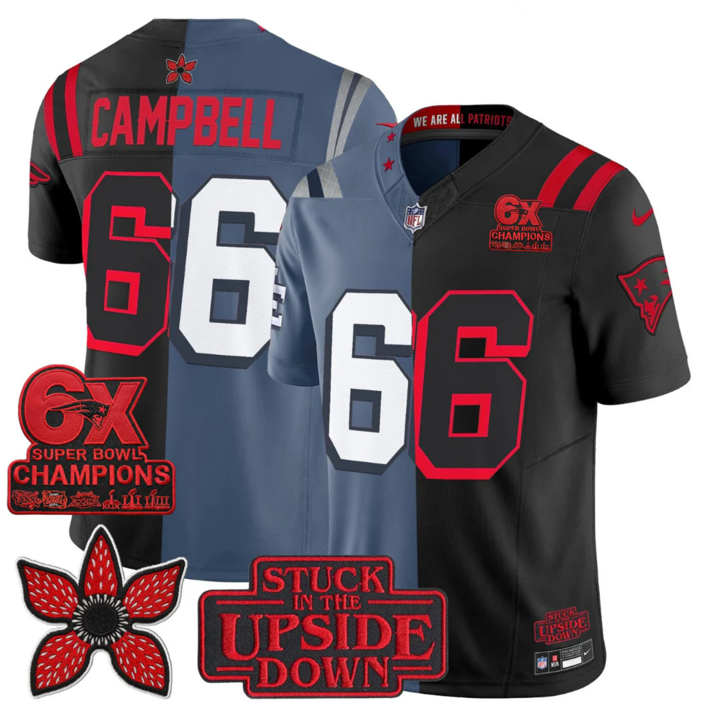 NE 6-Times Champions Patch 'Upside Down Edition' Vapor Limited Jersey - All Stitched