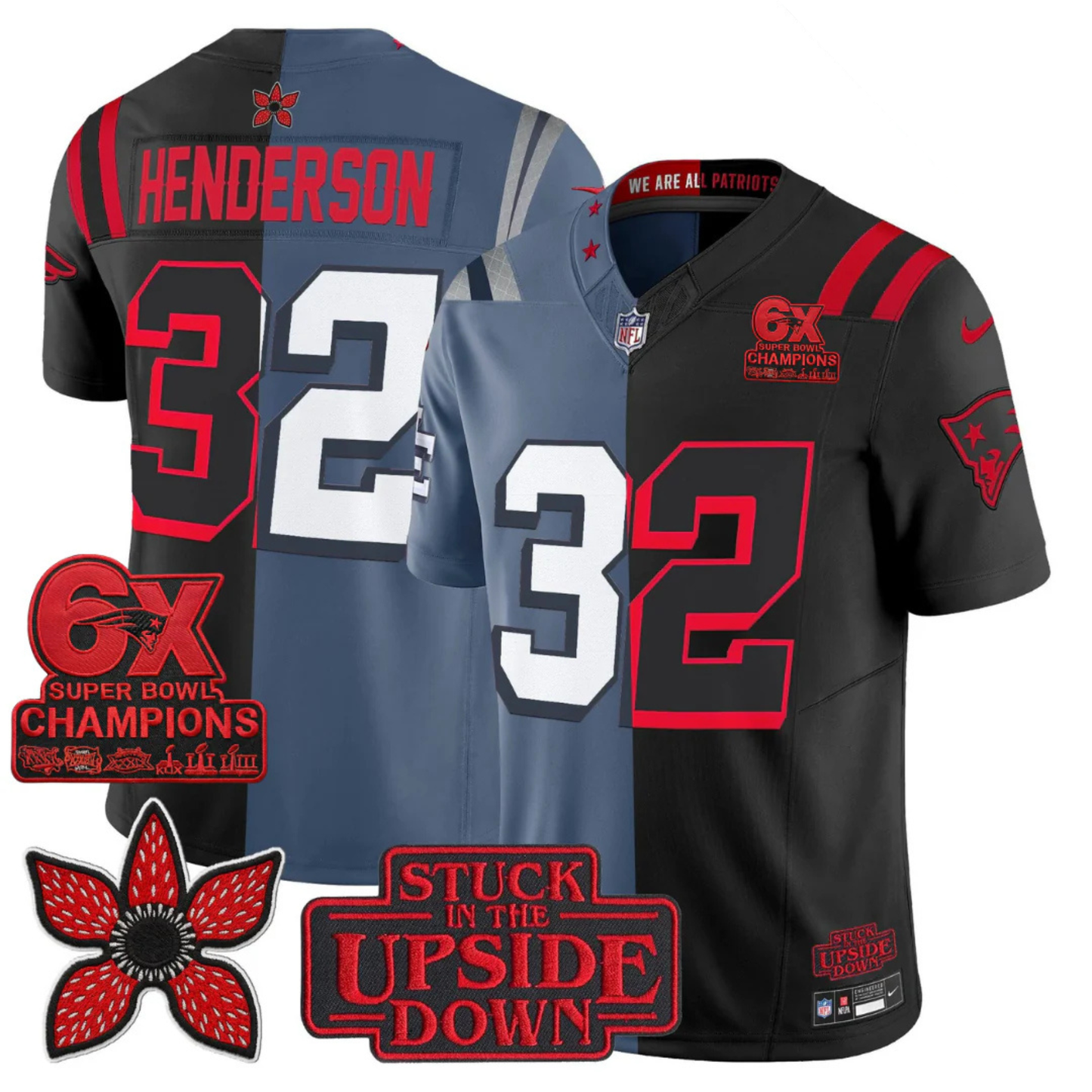 NE 6-Times Champions Patch 'Upside Down Edition' Vapor Limited Jersey - All Stitched