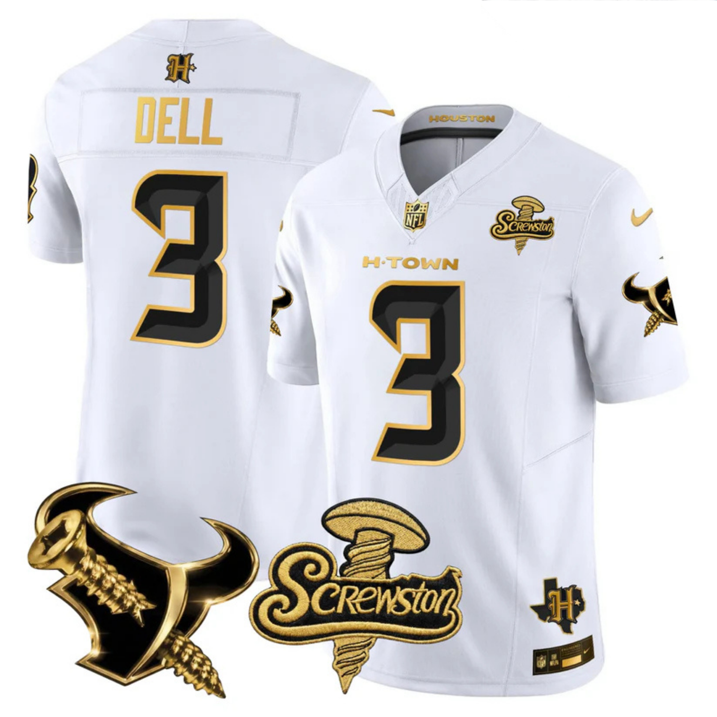 HOU 2026 DJ Screw Vapor Limited Gold Edition Jersey - All Stitched