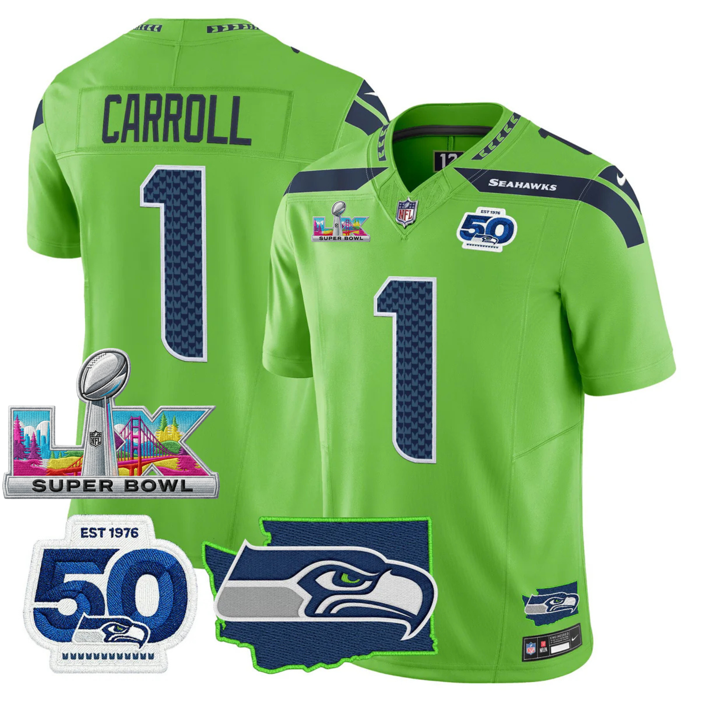 SEA SB LX Game Patch Jersey - All Stitched