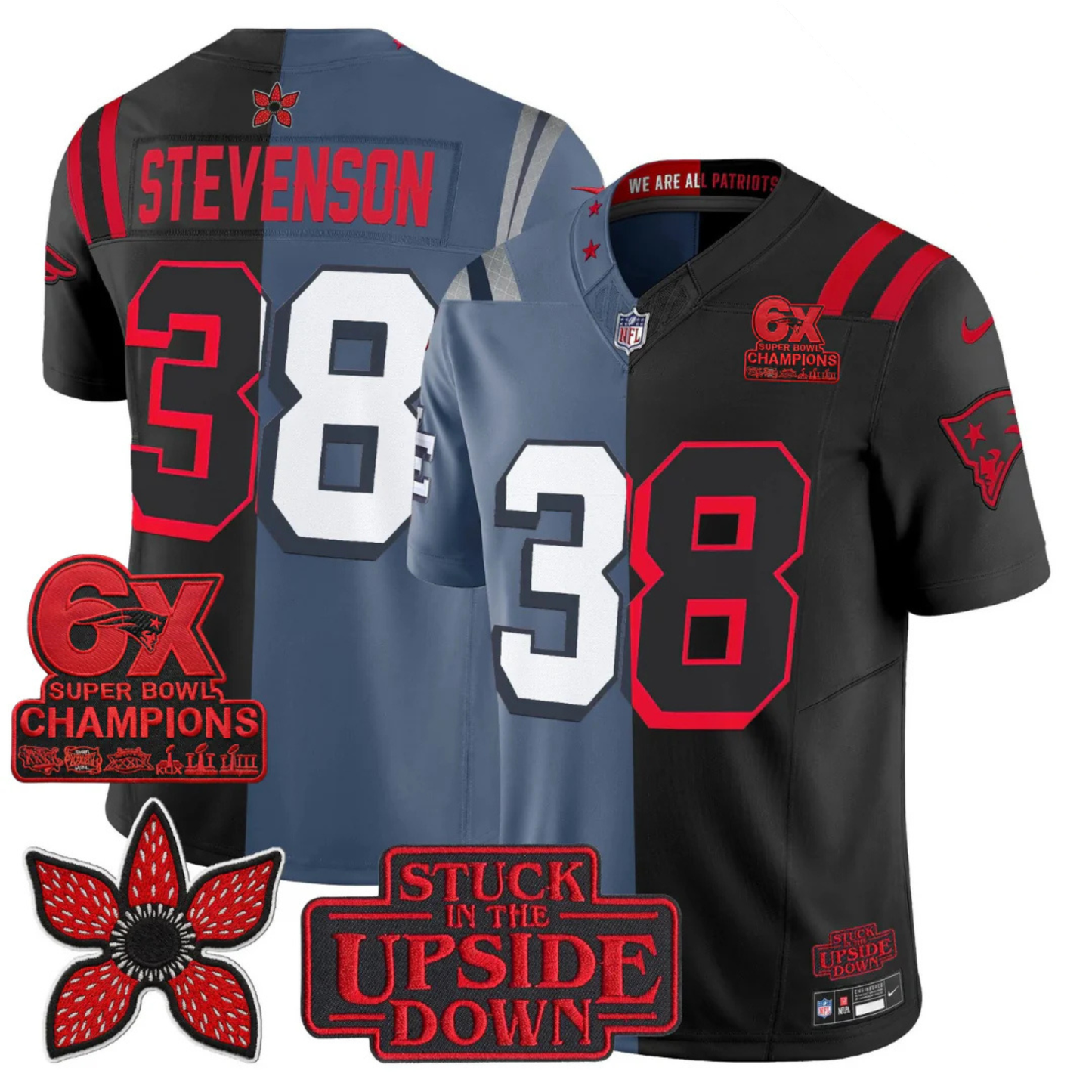 NE 6-Times Champions Patch 'Upside Down Edition' Vapor Limited Jersey - All Stitched