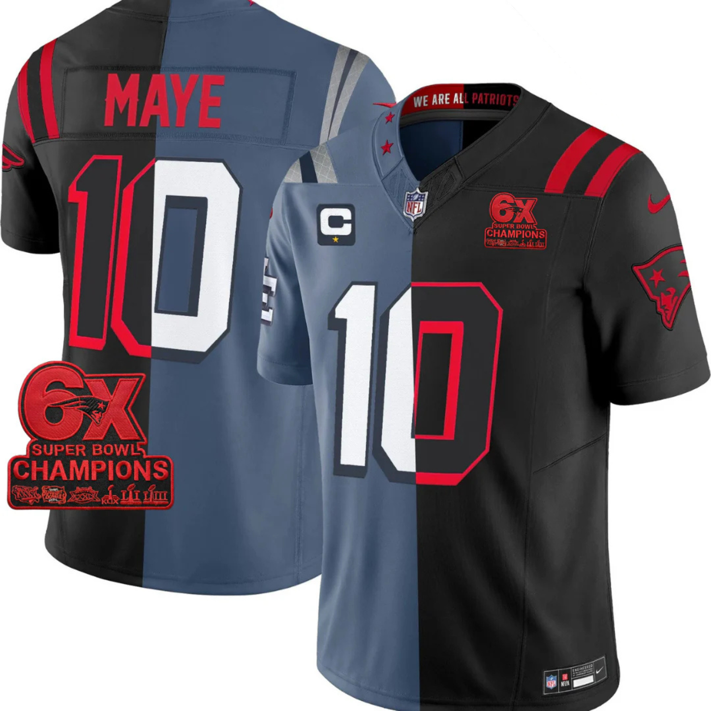 NE 6-Times Champions Patch 'Upside Down Edition' Vapor Limited Jersey - All Stitched