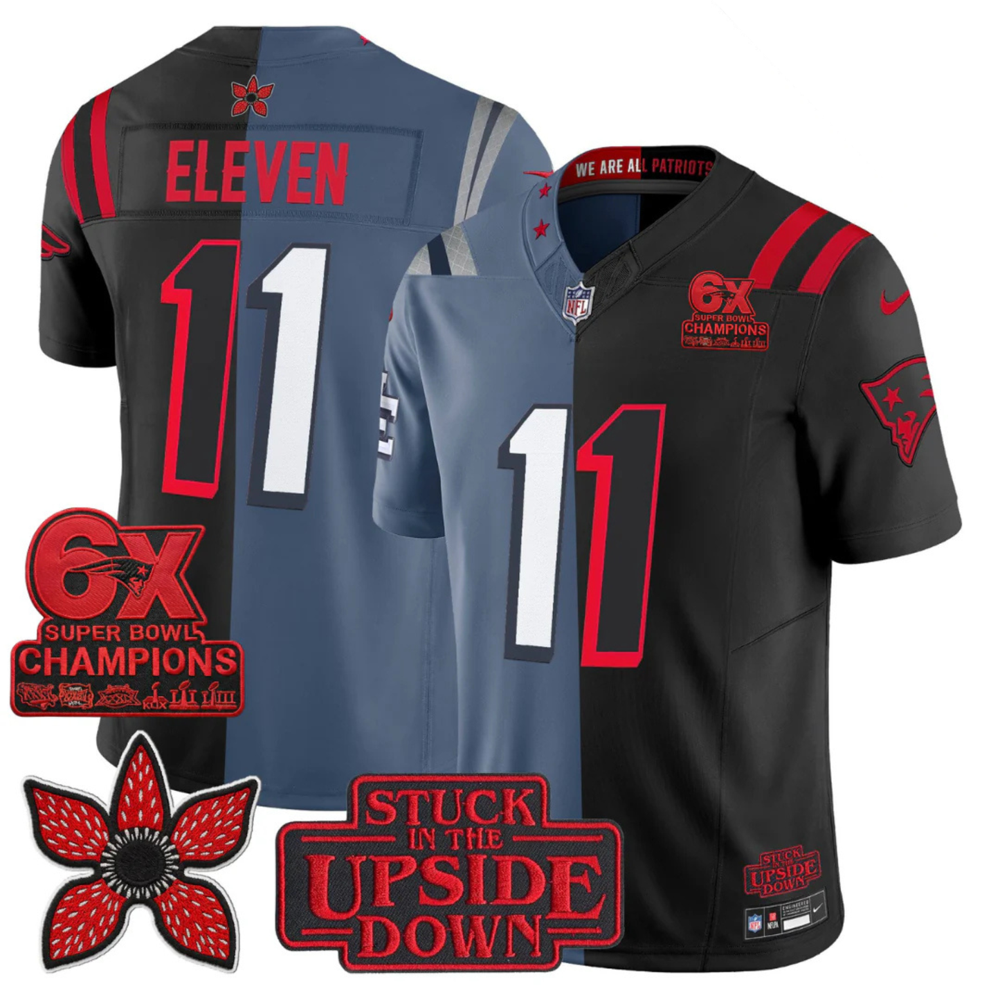 NE 6-Times Champions Patch 'Upside Down Edition' Vapor Limited Jersey - All Stitched