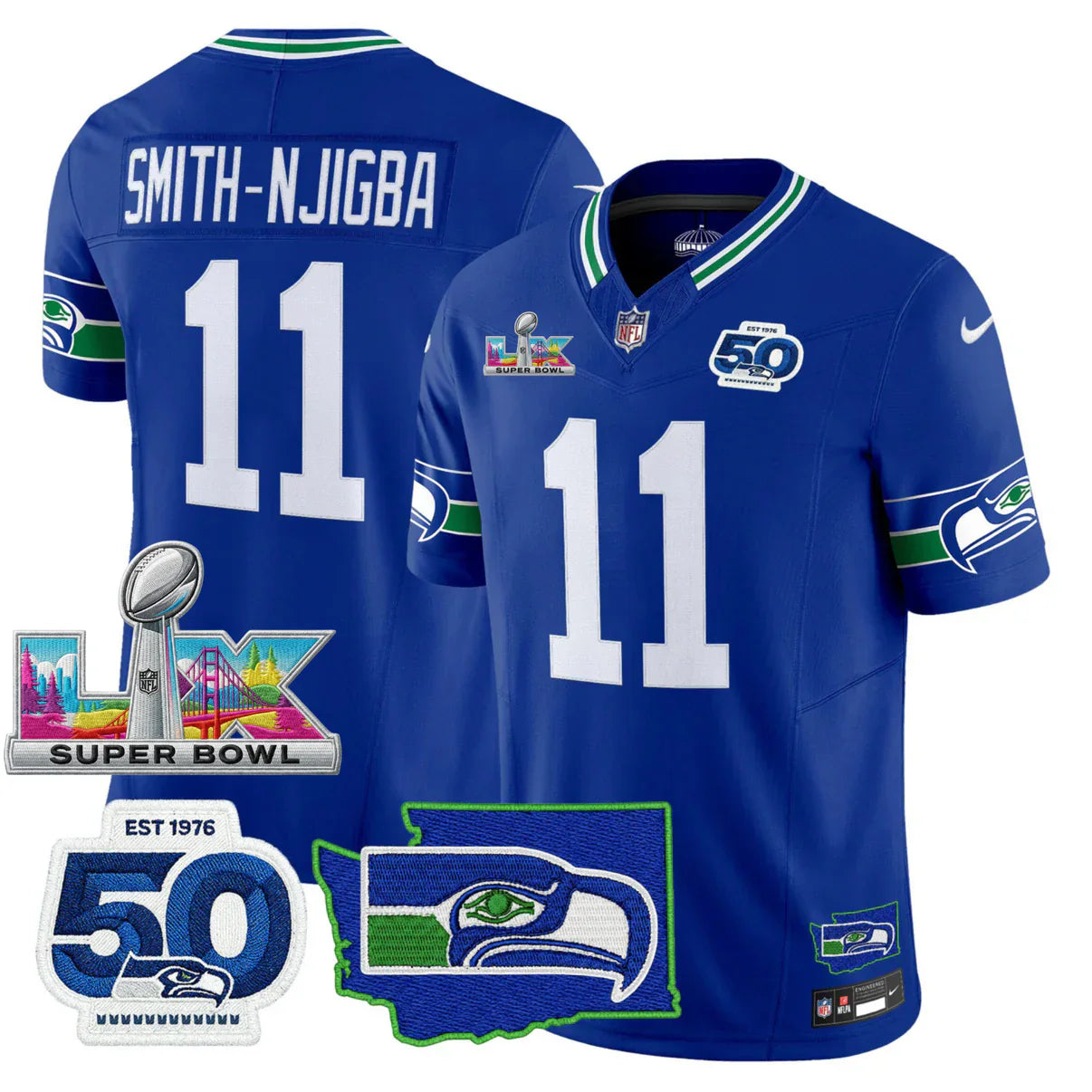SEA 50th & NFC West Champions Patch Gold Vapor Limited Jersey - All Stitched