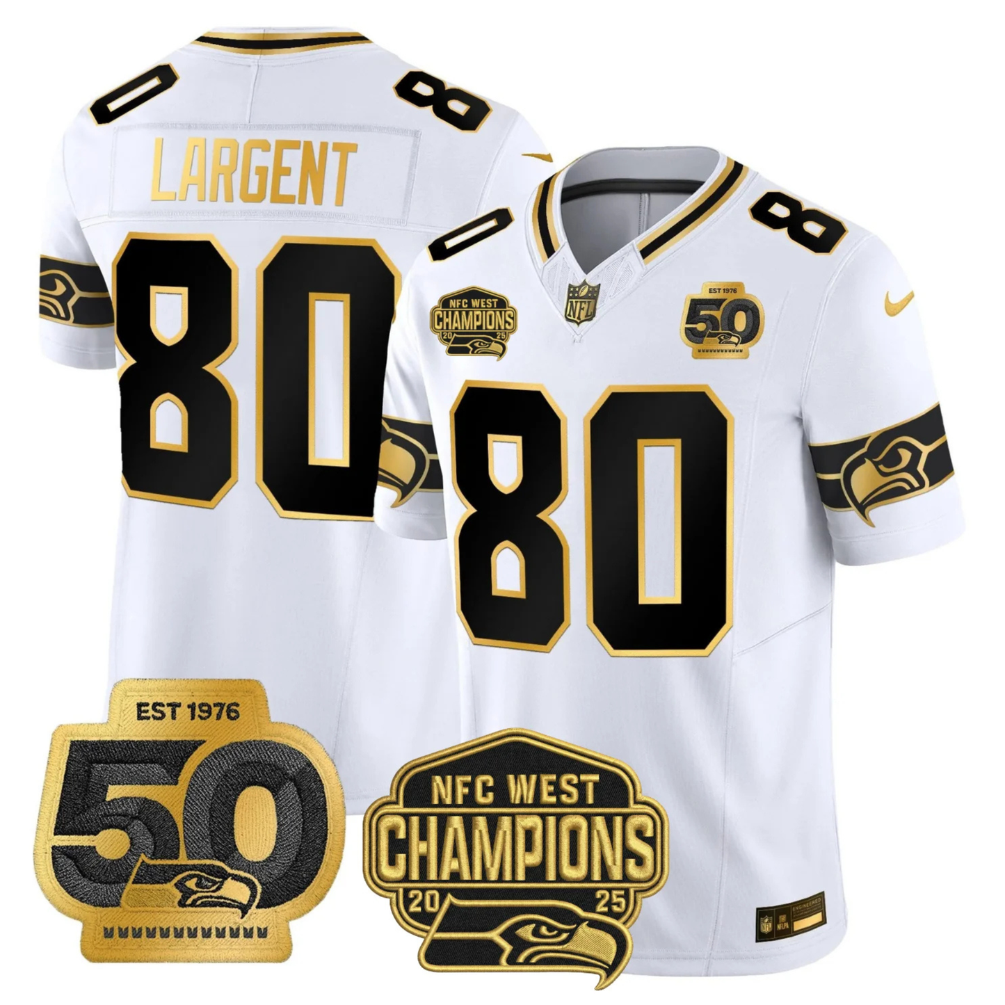 SEA 50th & NFC West Champions Patch Gold Vapor Limited Jersey - All Stitched