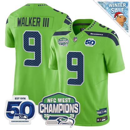 Seattle Seahawks 50th & NFC West Champions Patch Vapor Limited Jersey - Stitched