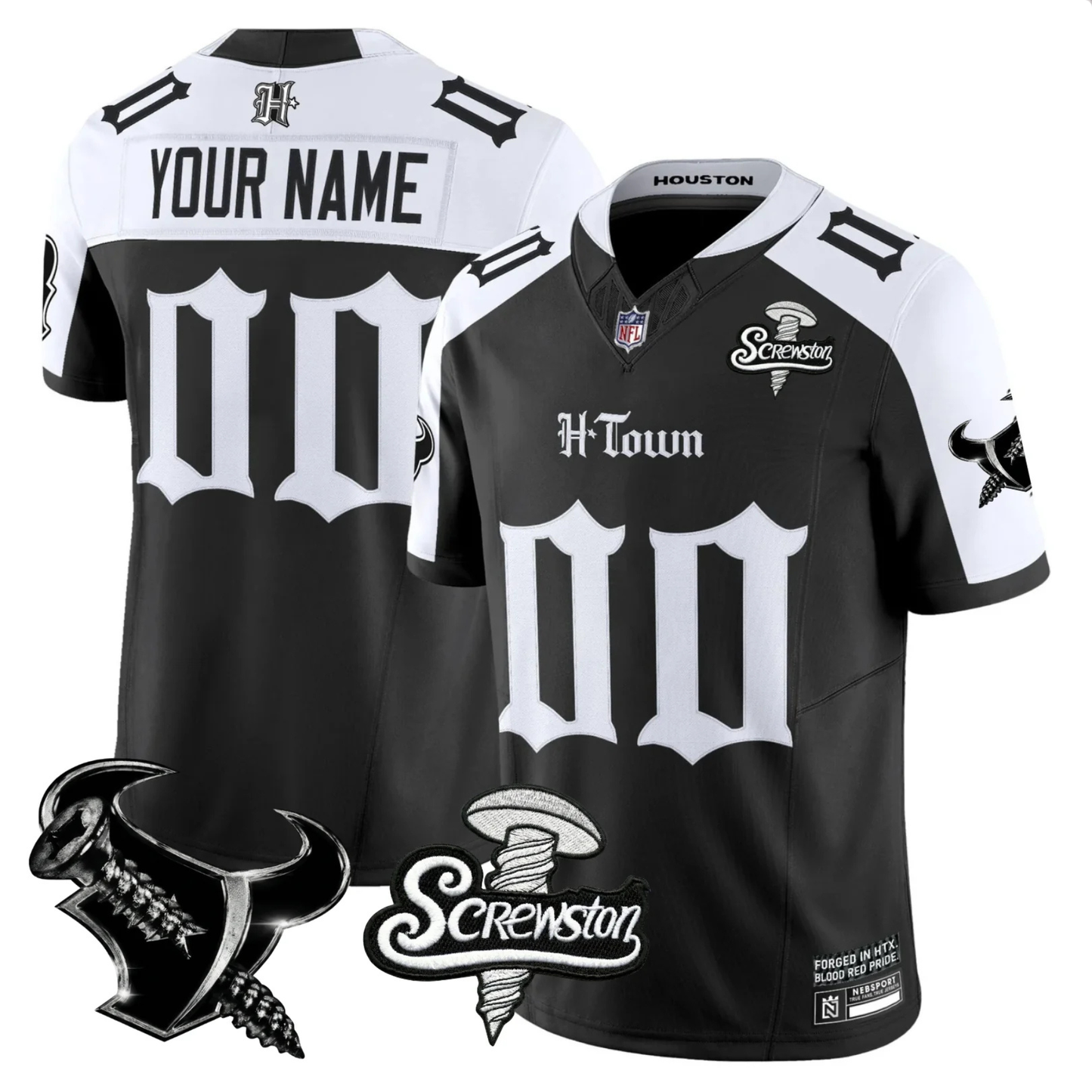 HOU 'Gothic Lone Star Shadows' DJ Screw Edition Vapor Limited Custom Jersey - All Stitched