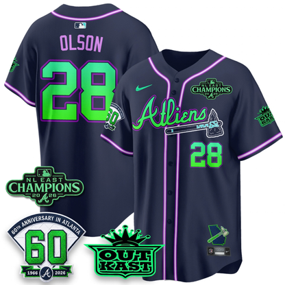 ATL 2026 NL East Champs Atliens Cool Base Galaxy Version Jersey - Stitched