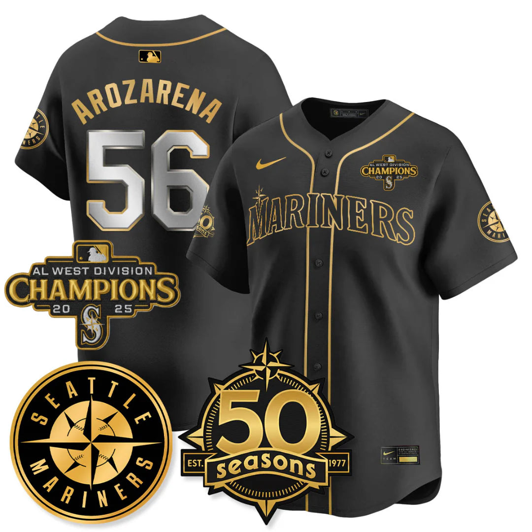 SEA Vapor Premier Limited Gold Jersey - 50th Anniversary & AL West Division Champions - All Stitched