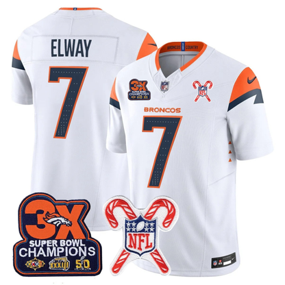DEN 3-Time Champions & Christmas Patch Vapor Limited Jersey - All Stitched
