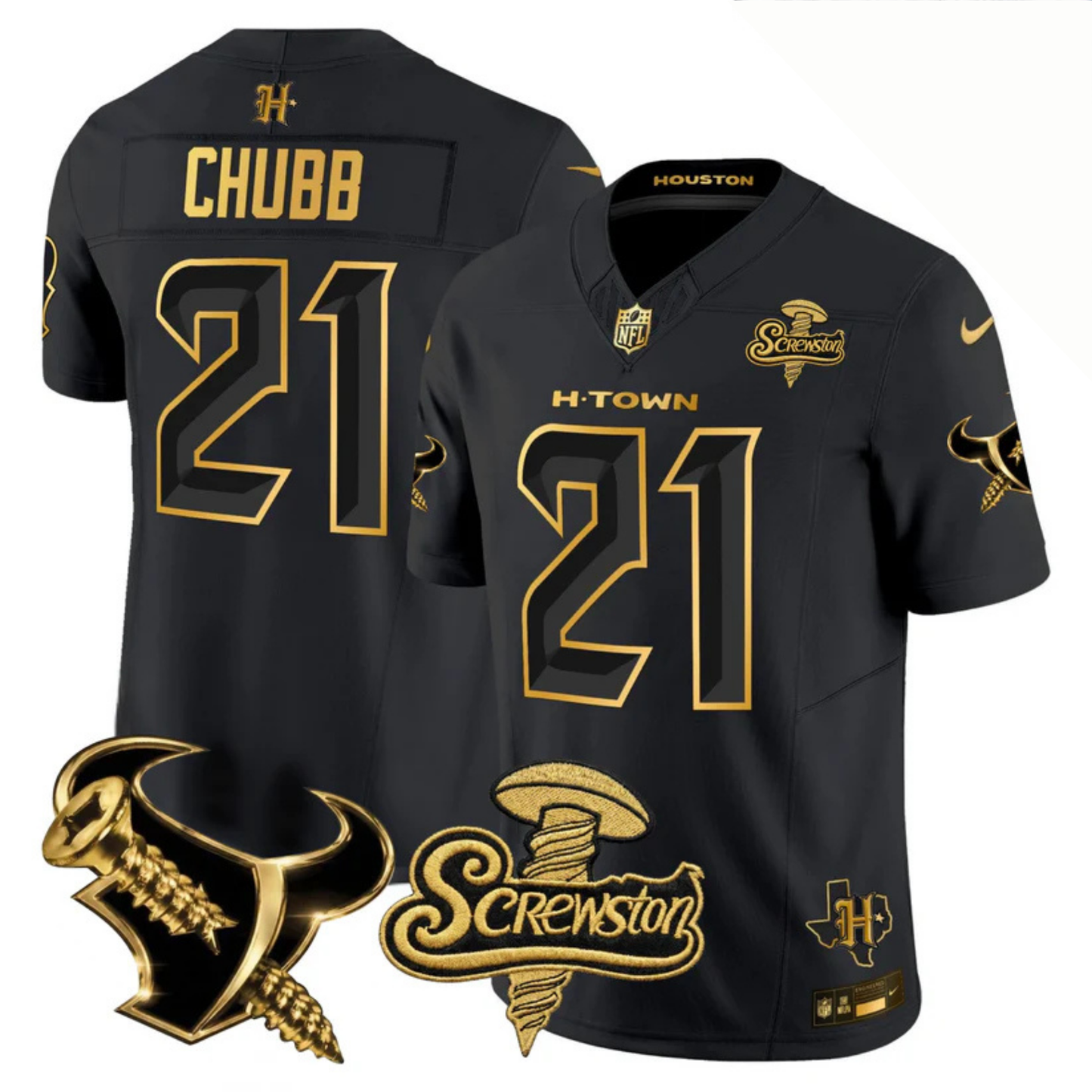 HOU 2026 DJ Screw Vapor Limited Gold Edition Jersey - All Stitched