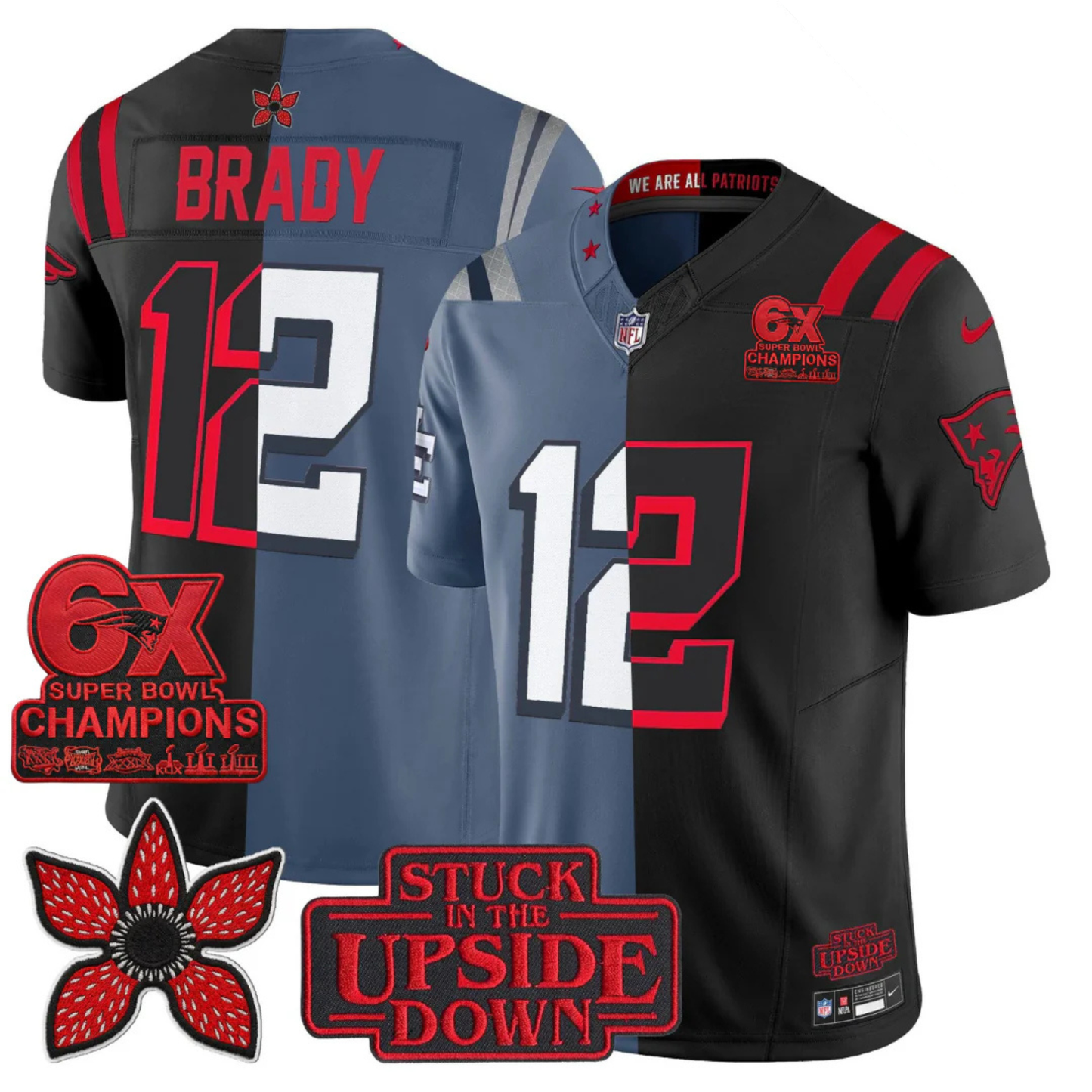 NE 6-Times Champions Patch 'Upside Down Edition' Vapor Limited Jersey - All Stitched
