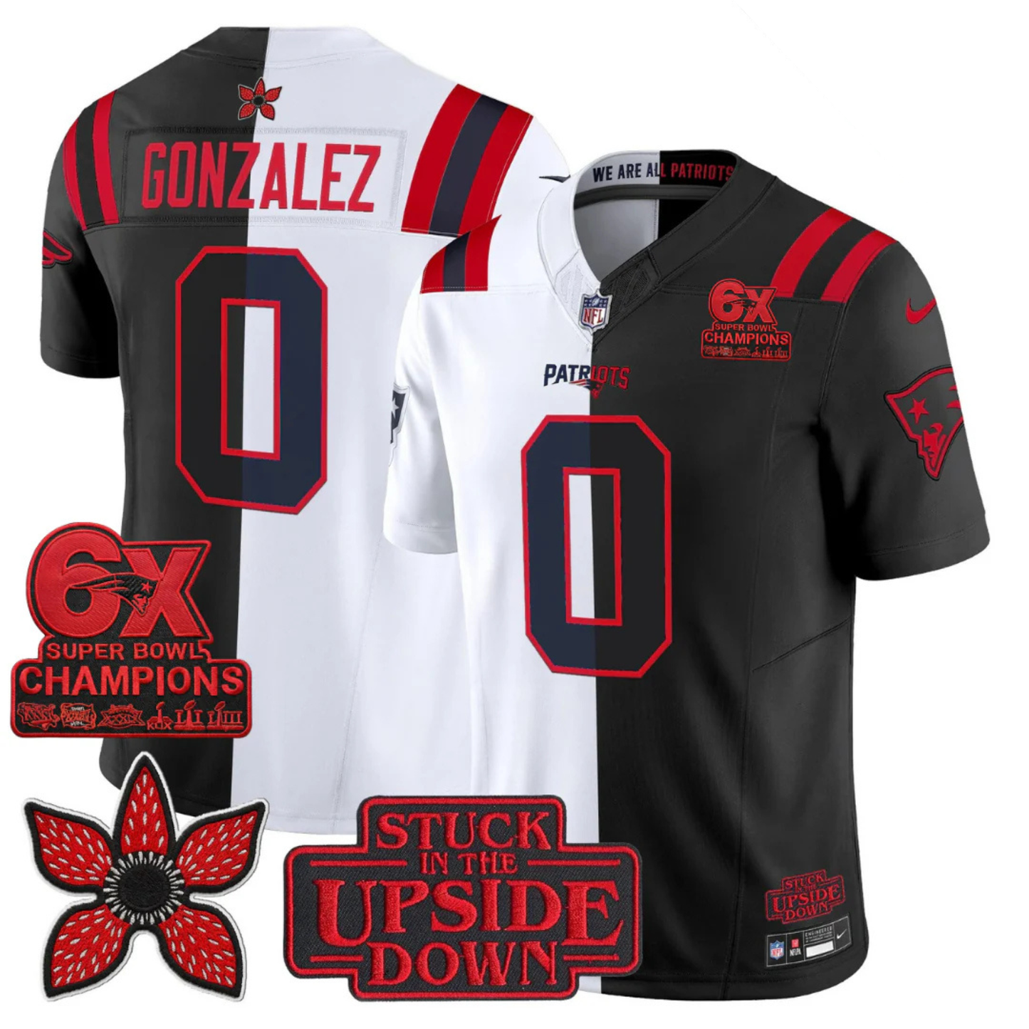 NE 6-Times Champions Patch 'Upside Down Edition' Vapor Limited Jersey - All Stitched