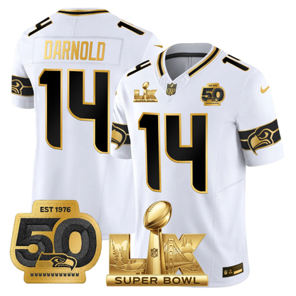 SEA SB LX Game Patch Gold Jersey - All Stitched