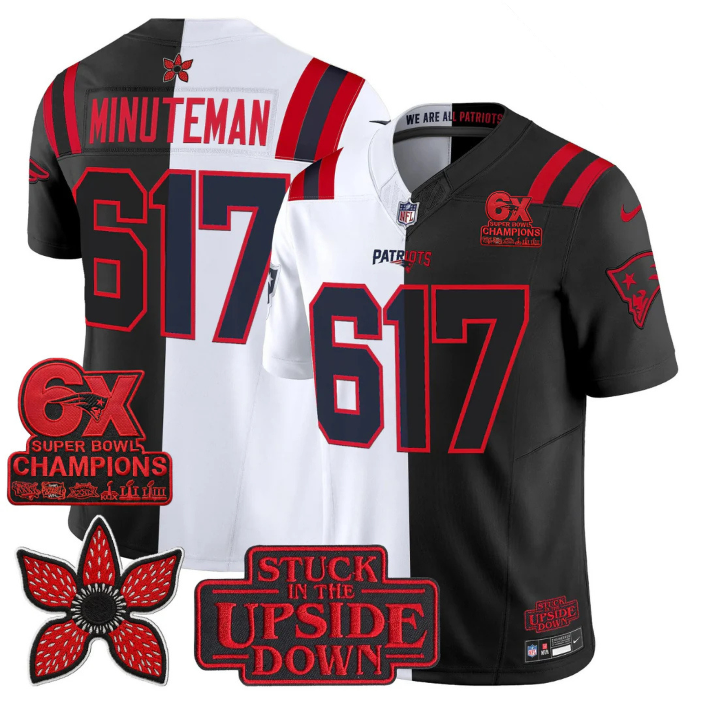 NE 6-Times Champions Patch 'Upside Down Edition' Vapor Limited Jersey - All Stitched