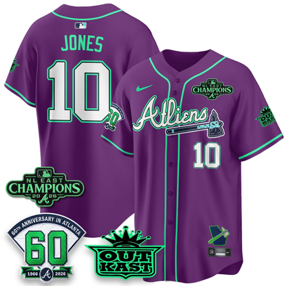 ATL 2026 NL East Champs Atliens Cool Base Galaxy Version Jersey - Stitched