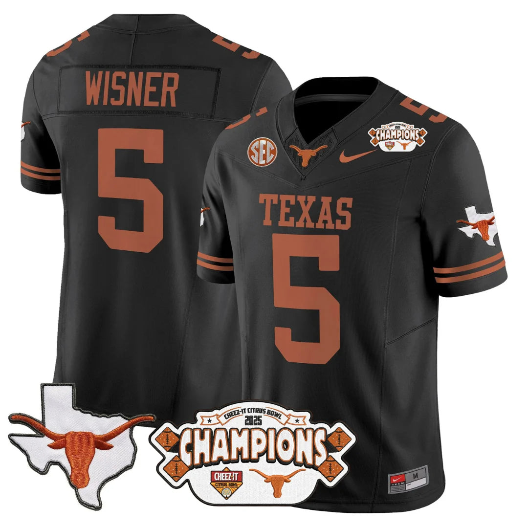 TEX 2025 State Map & Citrus Bowl Champions Patch Vapor Limited Jersey V1 - All Stitched