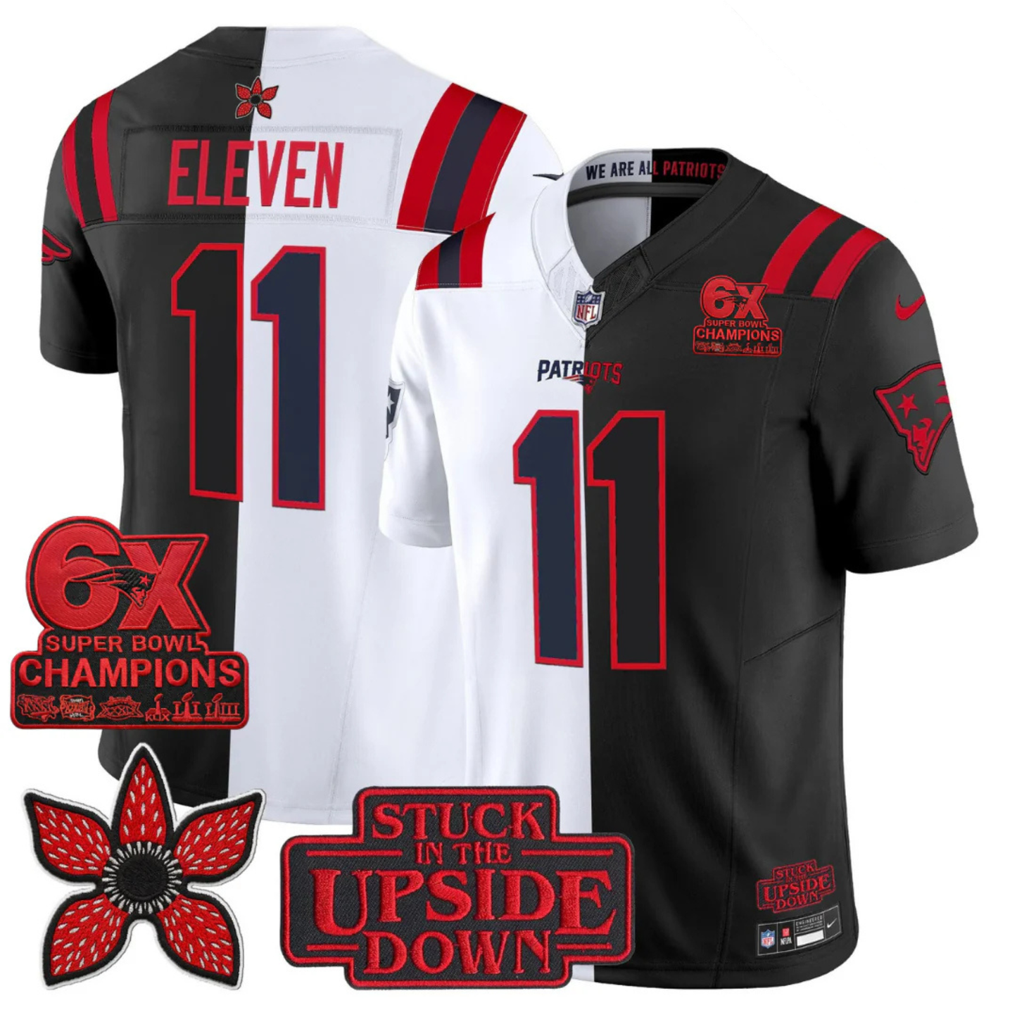 NE 6-Times Champions Patch 'Upside Down Edition' Vapor Limited Jersey - All Stitched