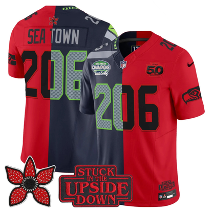 Seattle Seahawks 2025 NFC West Division Champions 'Upside Down Edition' Vapor Limited Jersey - All Stitched