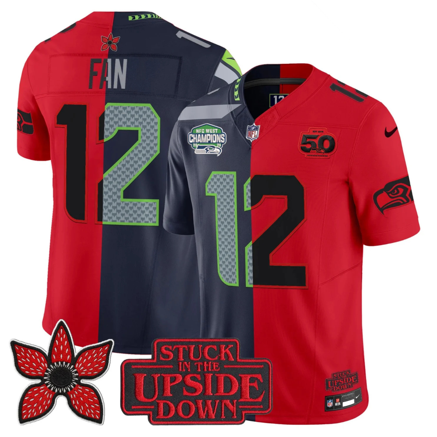 Seattle Seahawks 2025 NFC West Division Champions 'Upside Down Edition' Vapor Limited Jersey - All Stitched