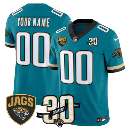 Jaguars 30th Season Patch Throwback Vapor Limited Custom Jersey - All Stitched