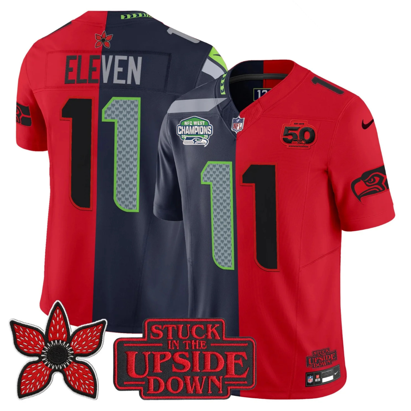 Seattle Seahawks 2025 NFC West Division Champions 'Upside Down Edition' Vapor Limited Jersey - All Stitched