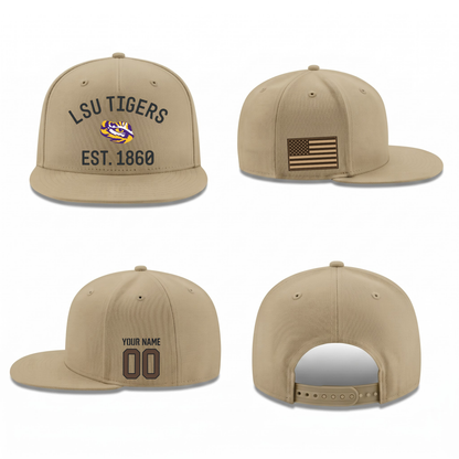 LSU Military Personalized Snapback Cap - Printed