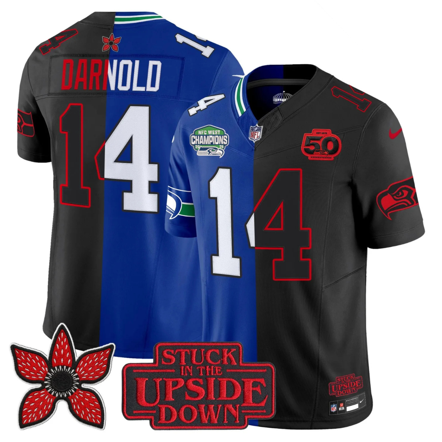 Seattle Seahawks 2025 NFC West Division Champions 'Upside Down Edition' Vapor Limited Jersey - All Stitched