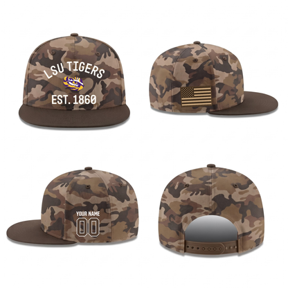 LSU Military Personalized Snapback Cap - Printed