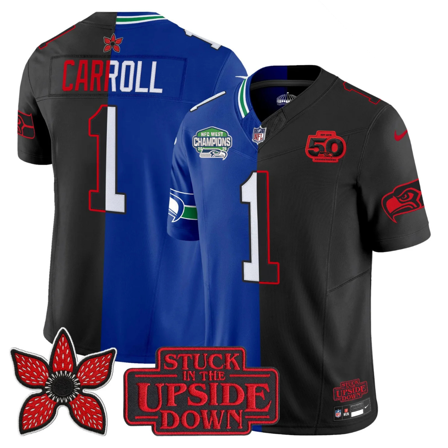 Seattle Seahawks 2025 NFC West Division Champions 'Upside Down Edition' Vapor Limited Jersey - All Stitched