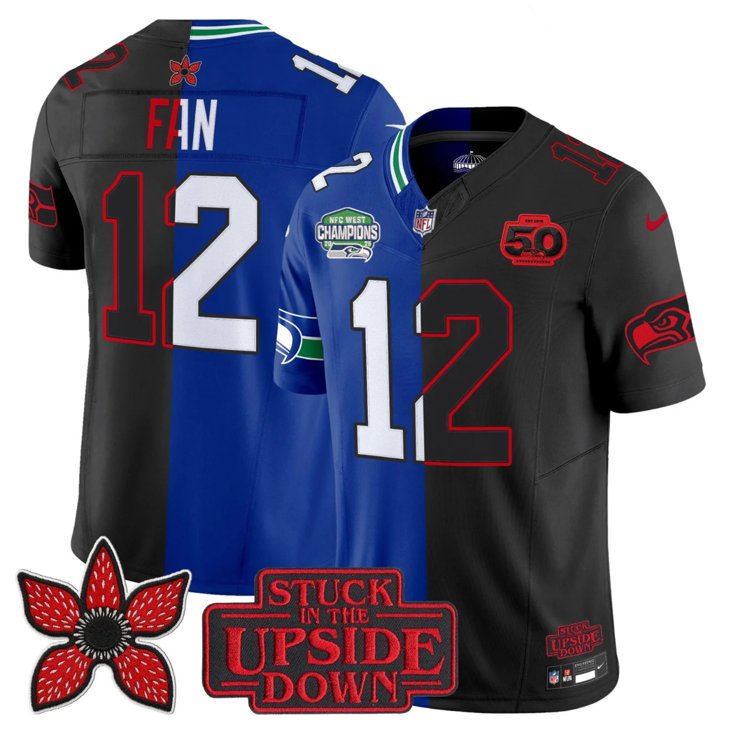Seattle Seahawks 2025 NFC West Division Champions 'Upside Down Edition' Vapor Limited Jersey - All Stitched