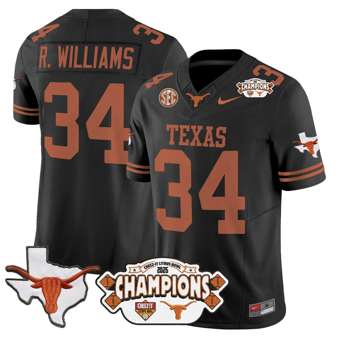TEX 2025 State Map & Citrus Bowl Champions Patch Vapor Limited Jersey V1 - All Stitched