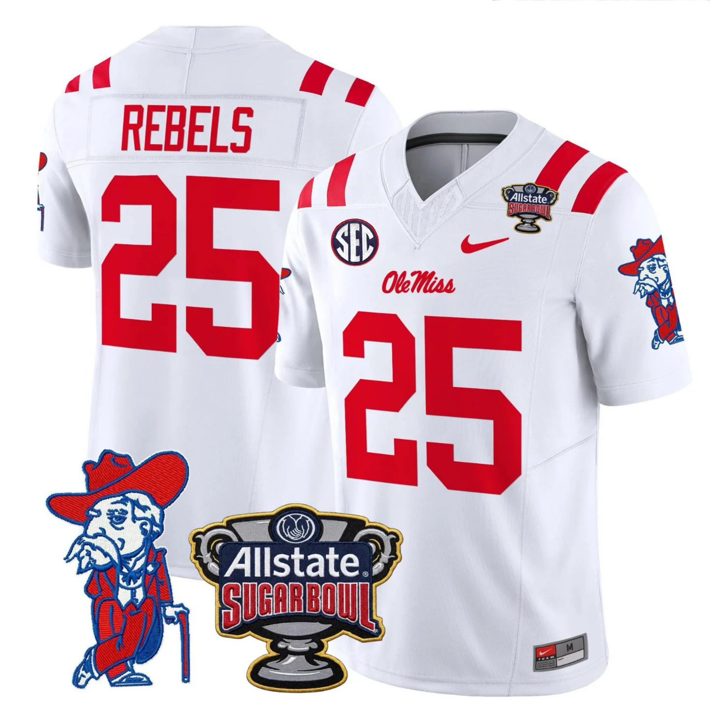Ole Miss Rebels 2025 Sugar Bowl Patch Vapor Limited Jersey - All Stitched