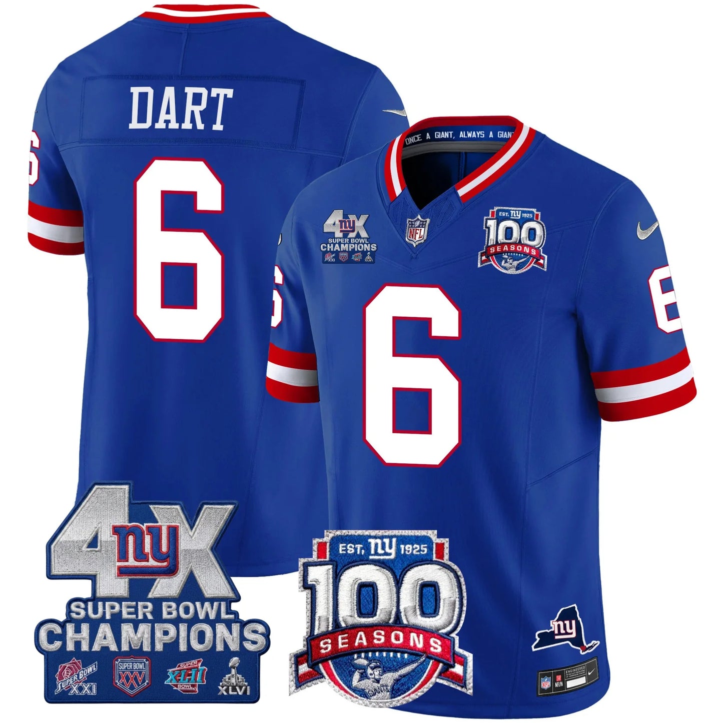 NYG 4X Champions & 100th Season Patch Limited Edition - Stitched (2)