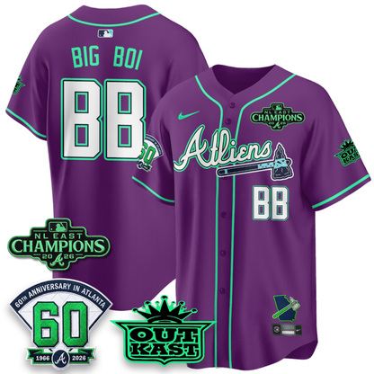 ATL 2026 NL East Champs Atliens Cool Base Galaxy Version Jersey - Stitched