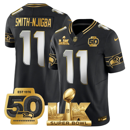 SEA SB LX Game Patch Gold Jersey - All Stitched