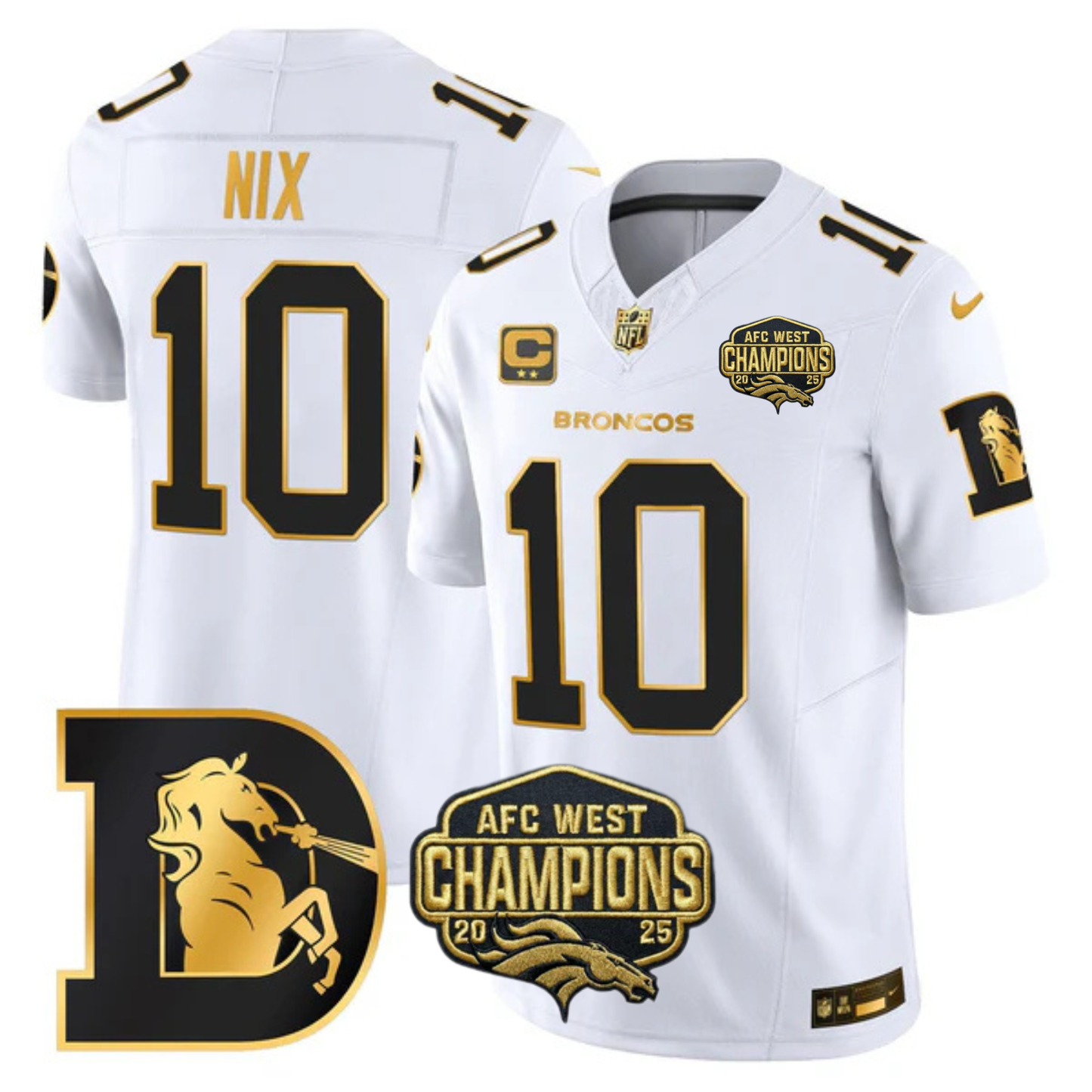 DEN AFC West Champions Throwback Gold Vapor Limited Jersey - All Stitched