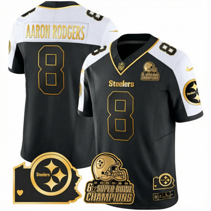 PIT 6-Time Champions Home Patch Gold Vapor Limited Jersey - All Stitched